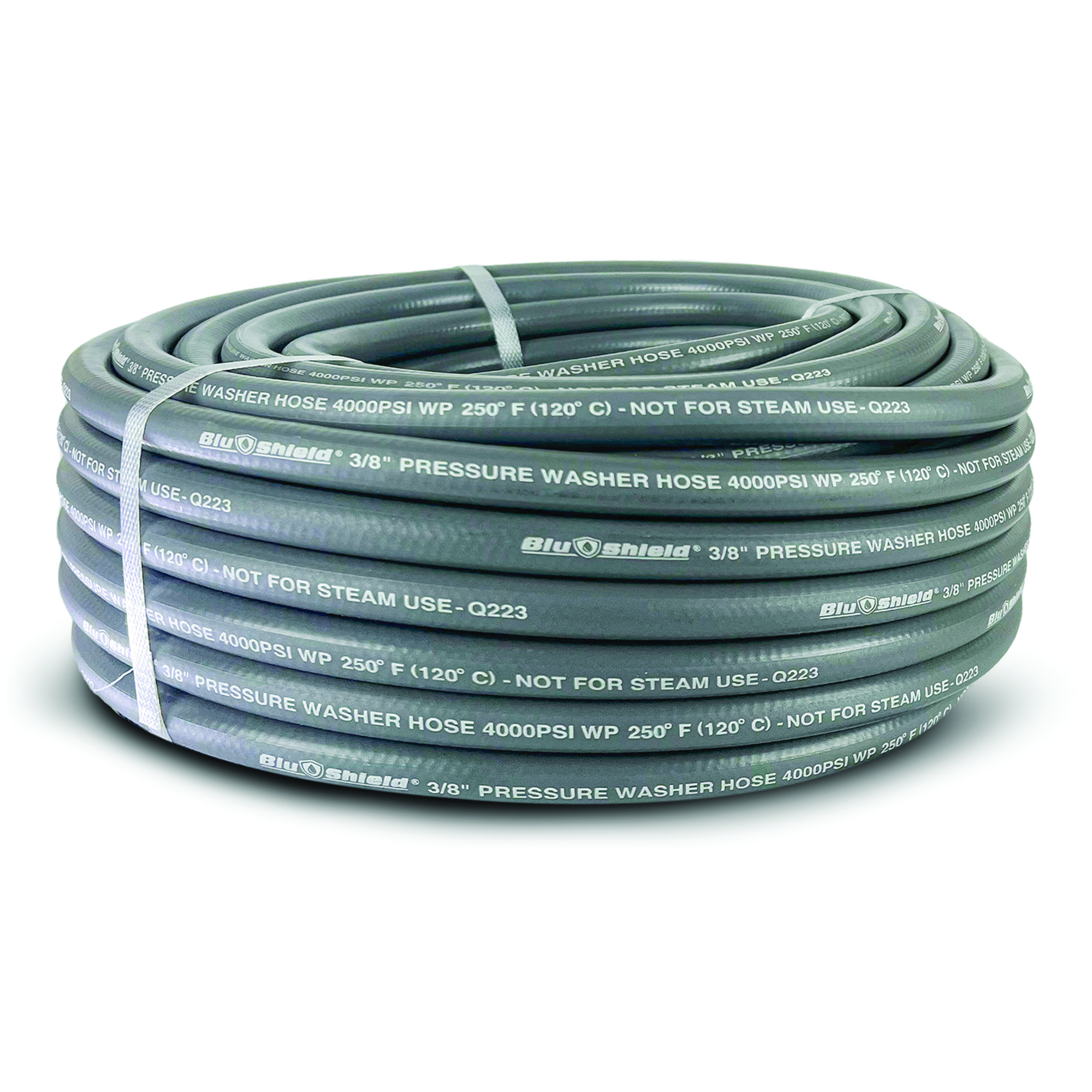BluShield, Single Wire 3/8x200ft. 4K PSI Pressure Washing Hose, Diameter 3/8 in, Length 200 ft, Max. PSI 4000 Model# PWSW38200-CP